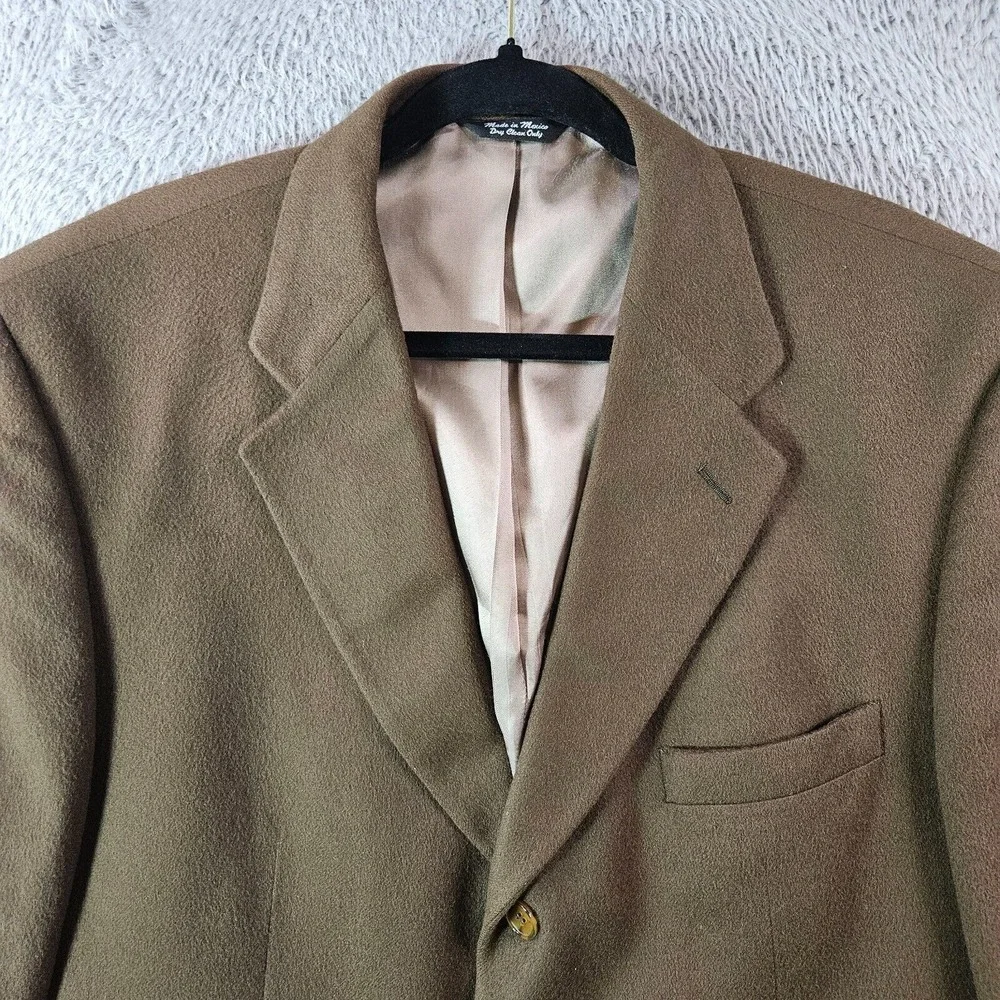 Bill Blass 44R 100% Cashmere Suit Blazer Jacket Sport Coat Men Dark‎ Olive Green